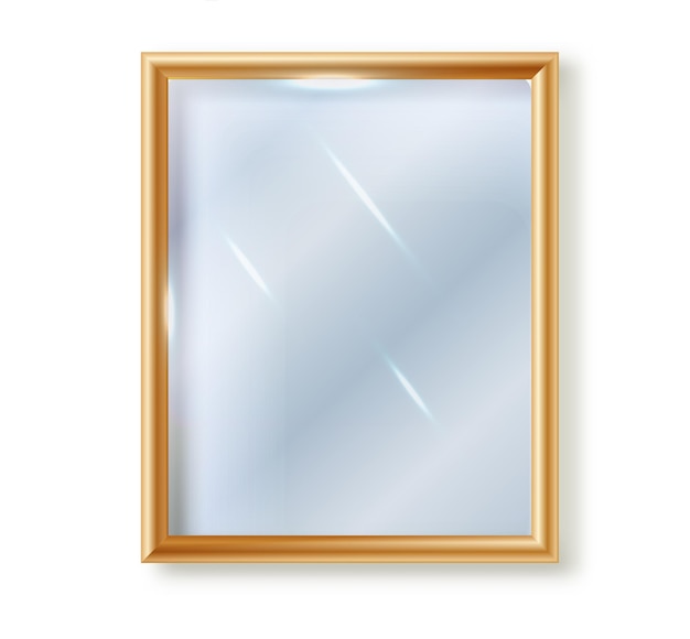 El espejo es un marco de espejo rectangular realista con aislamiento rectangular plantilla de espejos blancos reflectante