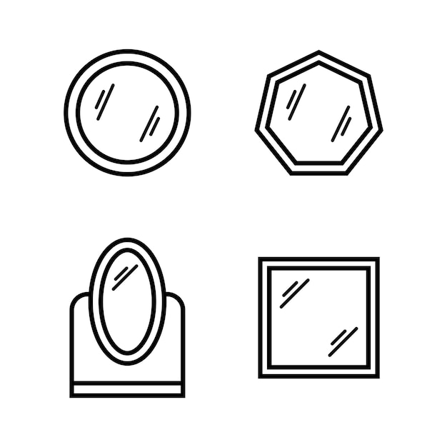espejo icono vector plantilla logotipo colección de moda diseño plano