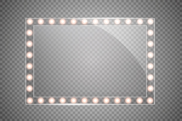 Vector espejo de maquillaje rectangular con luces