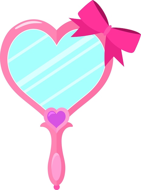Espejo de la princesa de dibujos animados con diseño plano de ilustración vectorial de cinta