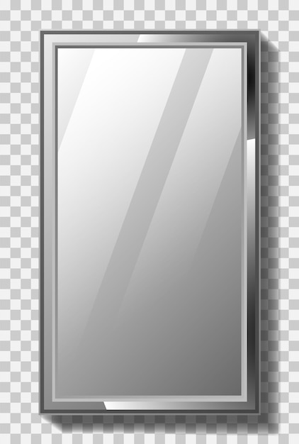 Vector espejo rectangular realista con marco de metal sobre fondo transparente