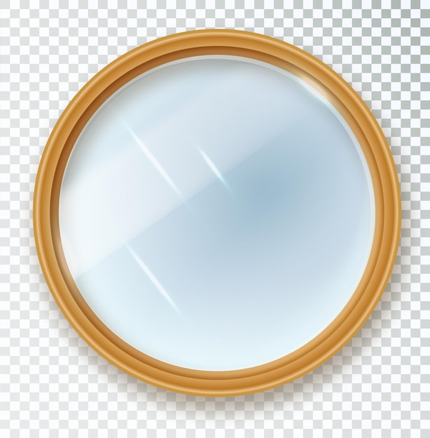 Vector espejo redondo aislado marco de espejo redondo realista plantilla de espejos blancos que reflejan superficies de vidrio
