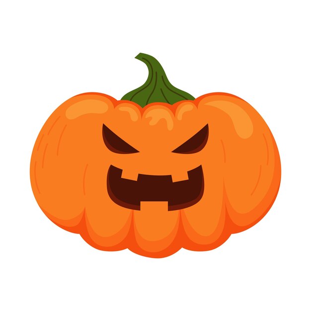La espeluznante cabeza de calabaza de Halloween aislada sobre un fondo blanco