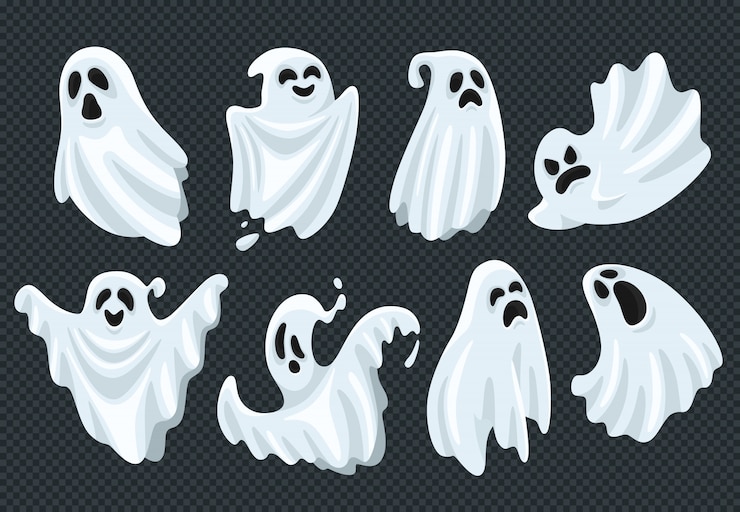 Vector espeluznante conjunto de fantasmas de halloween