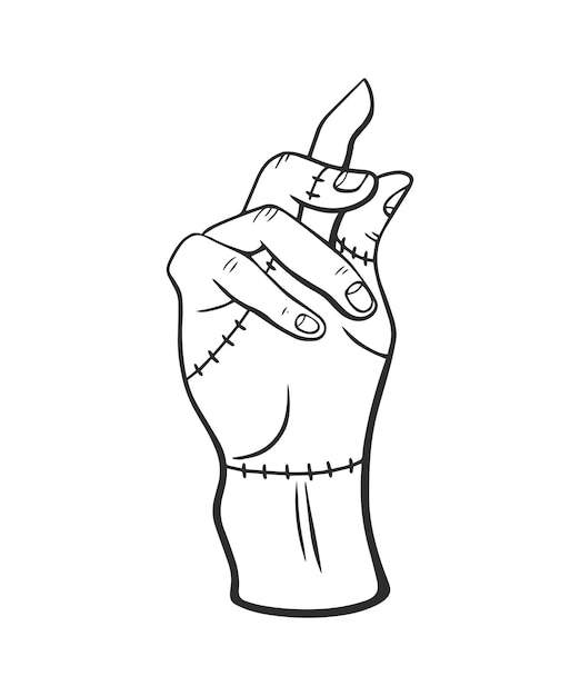 Espeluznante corte de mano con cicatrices Vector aislado mano cortada