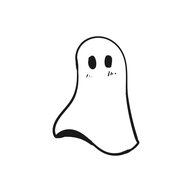 Espeluznante fantasma de Halloween dibujado a mano aislado Ilustración vectorial