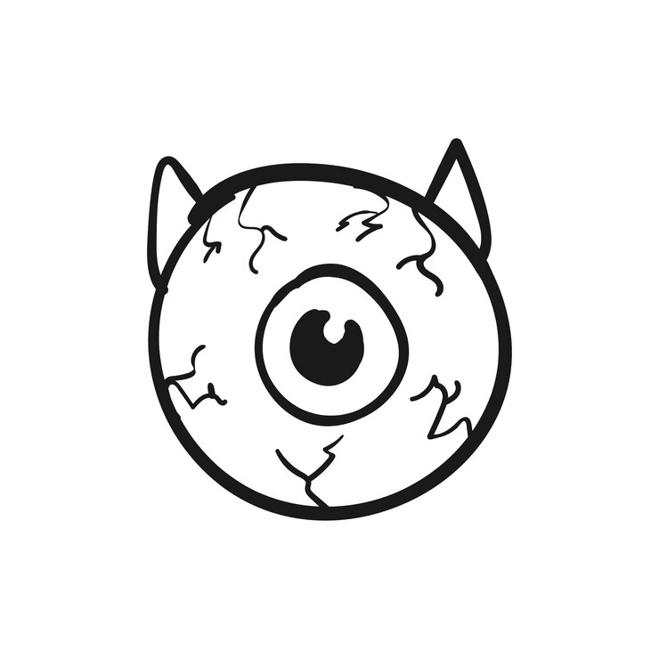 Vector espeluznante globo ocular de halloween dibujo de mano aislado ilustración vectorial