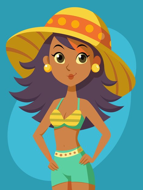 Esperando con ansias la ilustración vectorial de verano de una mujer