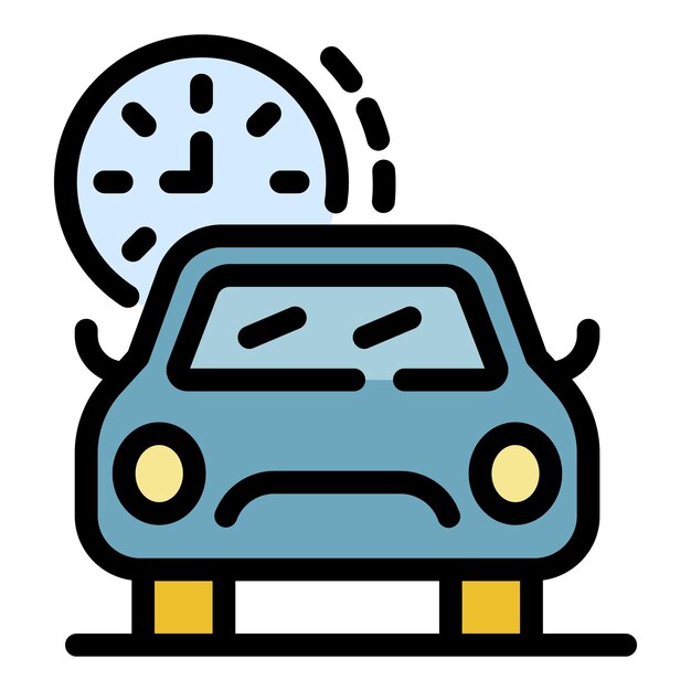 Esperando icono de taxi en línea Contorno esperando en línea taxi vector icono color plano aislado