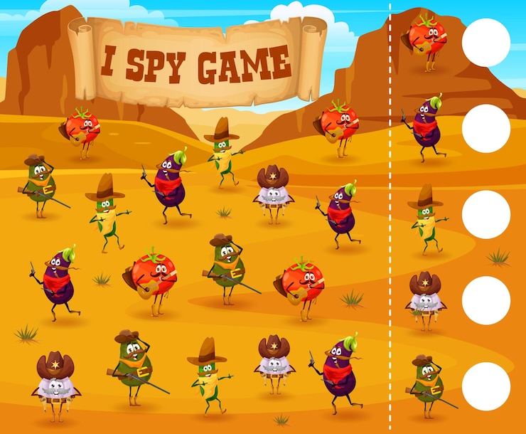 Vector espío juego sheriff vaquero vegetal de dibujos animados