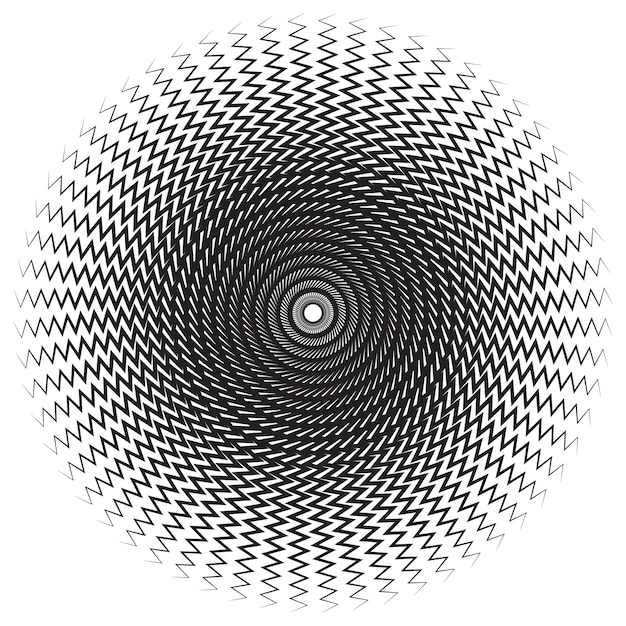 Espiral abstracta con textura de zigzag de alto contraste