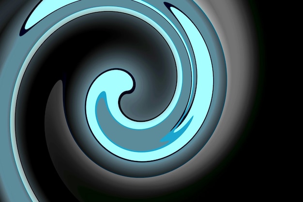 una espiral azul con una flecha que señala a la derecha