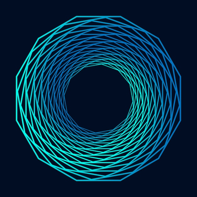Espiral de color retorcido Túnel de estructura metálica curva Elemento de logotipo de tecnología vectorial