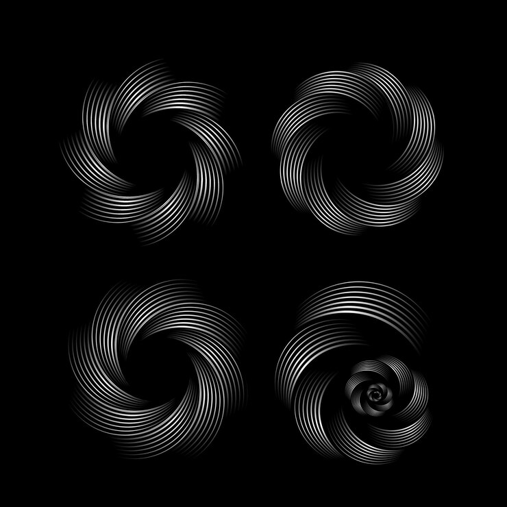 Vector espiral efecto negro y blanco