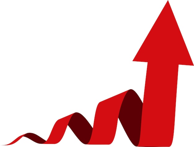 Vector espiral con una flecha hacia arriba, puntero para aumentar la calificación