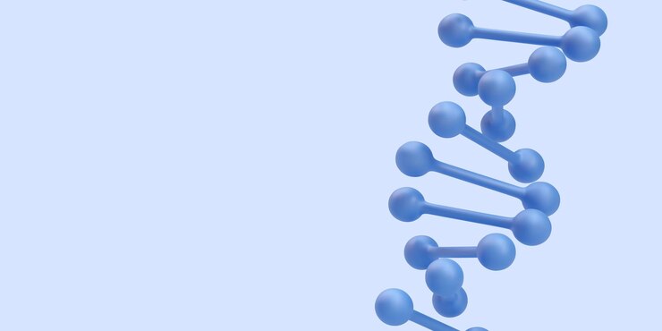 Vector espiral genética médica fondo de adn azul realista para química molecular física ciencia bioquímica ilustración vectorial