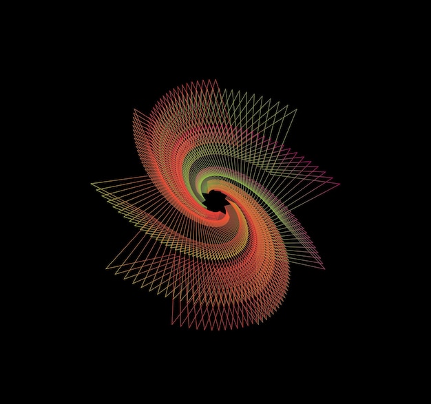 Espiral geométrica abstracta con colores naranja y verde
