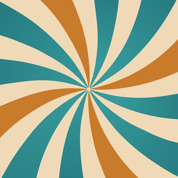 Espiral hipnótico de color azul retró Sunburst con textura grunge