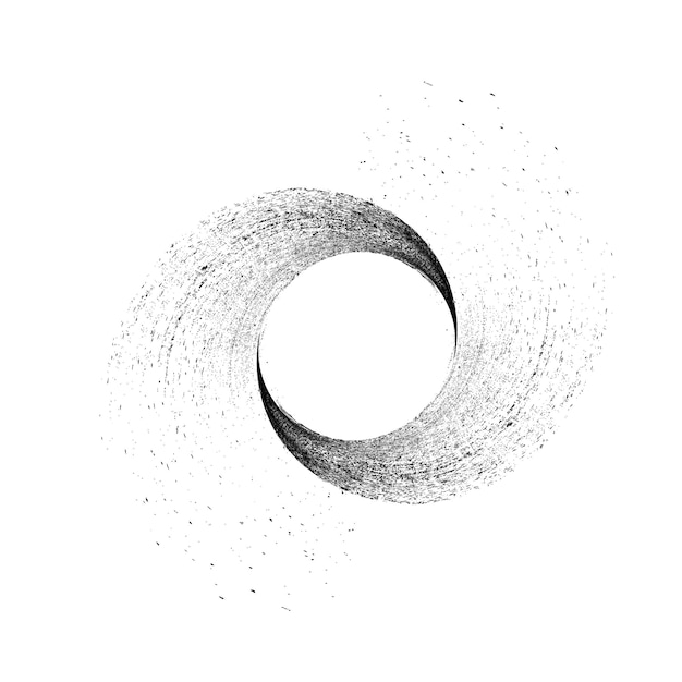 Espiral de vector rociado. Diseño de arte de graffiti. Logotipo del círculo de dispersión de ruido. Grunge, granulado, textura.
