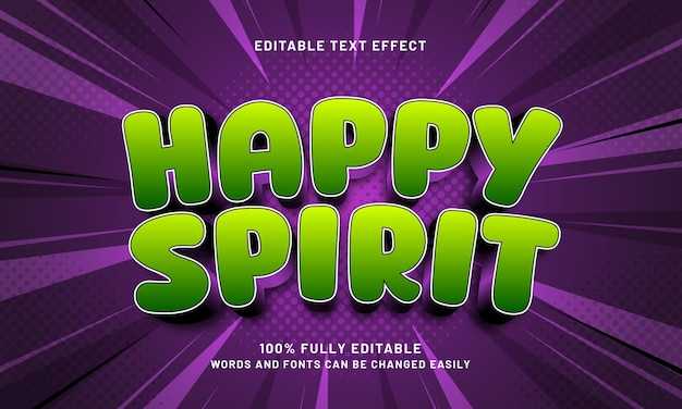 espíritu feliz efecto de texto editable con un tema de juego y juego