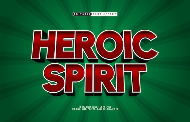 espíritu heroico efecto de texto editable con un estilo de texto de poder y héroe