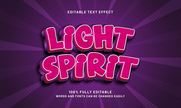 espíritu de luz efecto de texto editable con un tema mejor y bueno