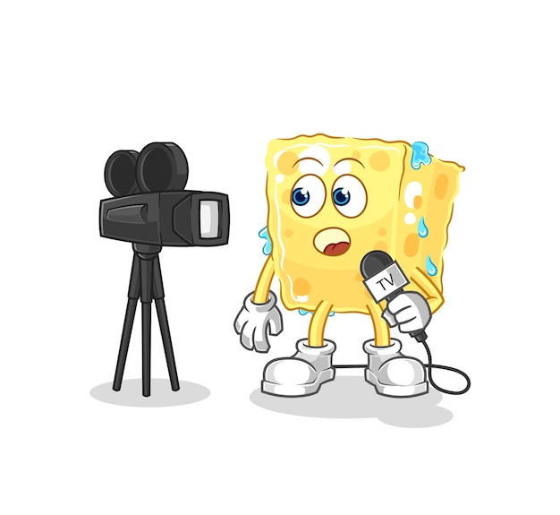 Esponja tv reporter dibujos animados dibujos animados mascota vector