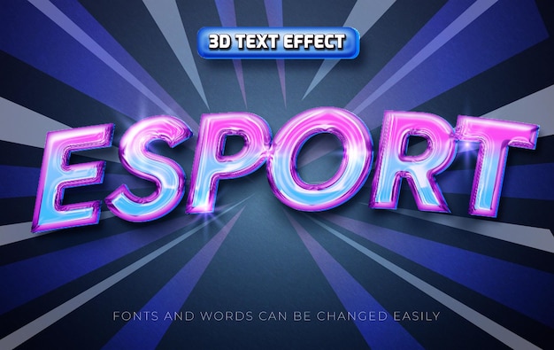 Esport 3d gaming estilo de efecto de texto editable