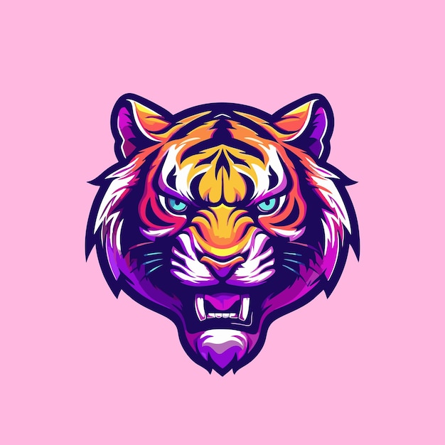 Esport cabeza de tigre mascota vector ilustración del icono del logotipo Fondo