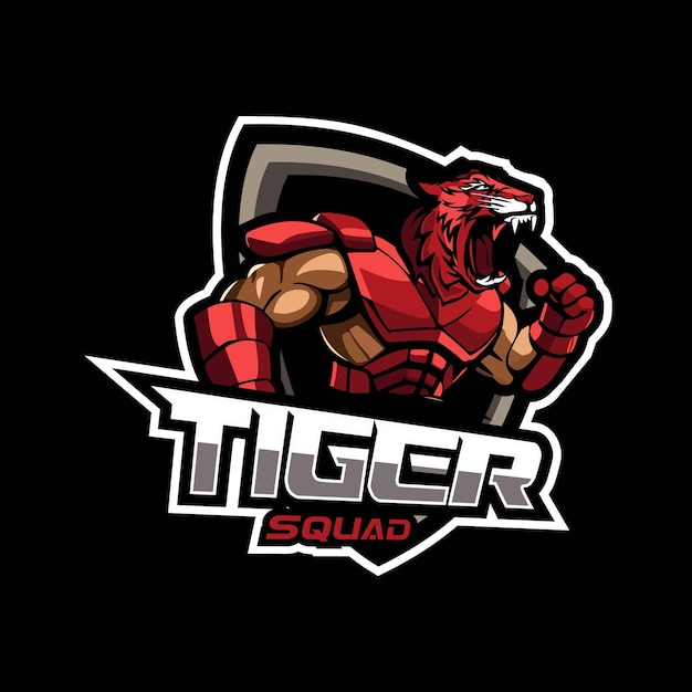 Esport Gaming Badge Spirit Tiger Mascot Diseño de ilustración