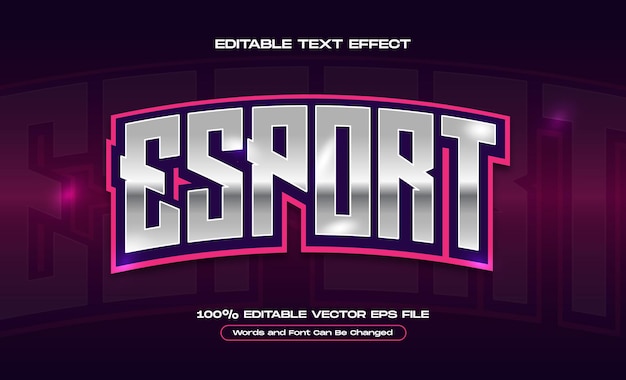 Vector esport gaming efecto de texto moderno efecto de texto editable rosa