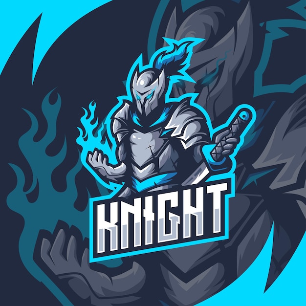 Esport knight logo ilustración personaje icono vector premium