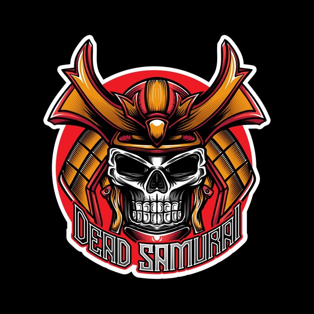 Esport logo con calavera samurai caracter icono