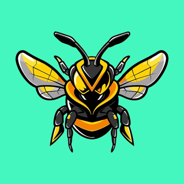 Esport robot abeja mascota vector ilustración del icono del logotipo