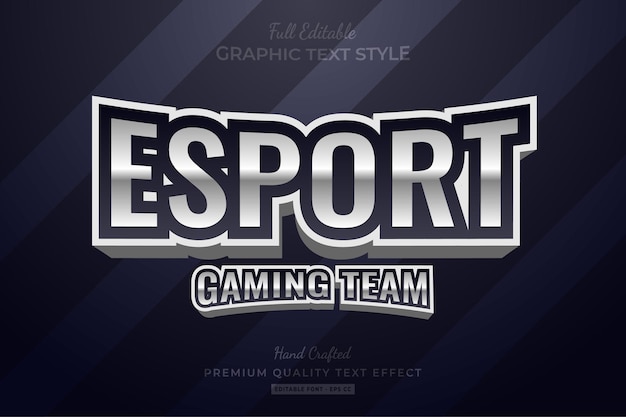 Esport silver text effect editable premium font style