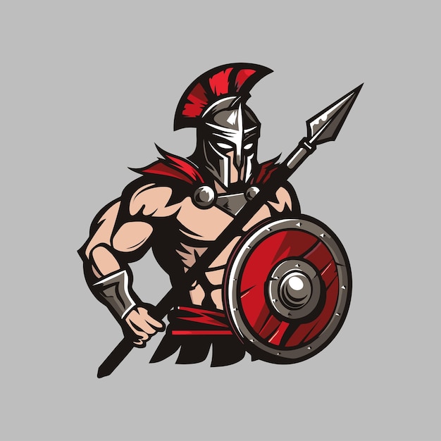 Vector esport spartan mascota vector ilustración del icono del logotipo de fondo