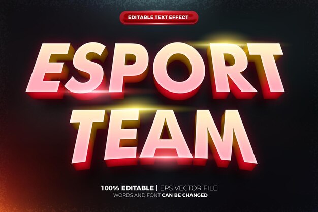 Esport Team 3D Texto editable Estilo de efecto