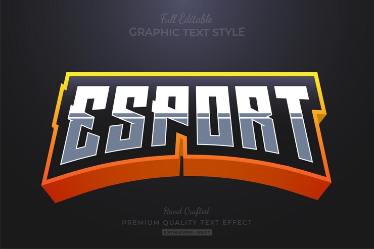 Vector esport team orange estilo de fuente de efecto de texto editable