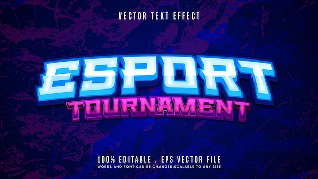 Esport tournament 3d estilo de fuente de efecto de texto editable