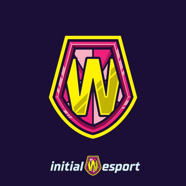 Esport W logo ilustración plantilla esport mascota carta vector diseño juego logo diseño
