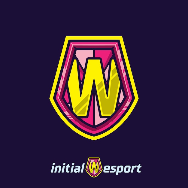 Esport w logo ilustración plantilla esport mascota carta vector diseño juego logo diseño