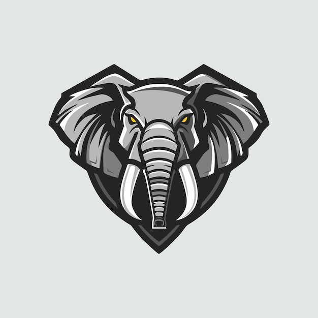 Esports cabeza de elefante mascota vector ilustración icono del logotipo Fondo