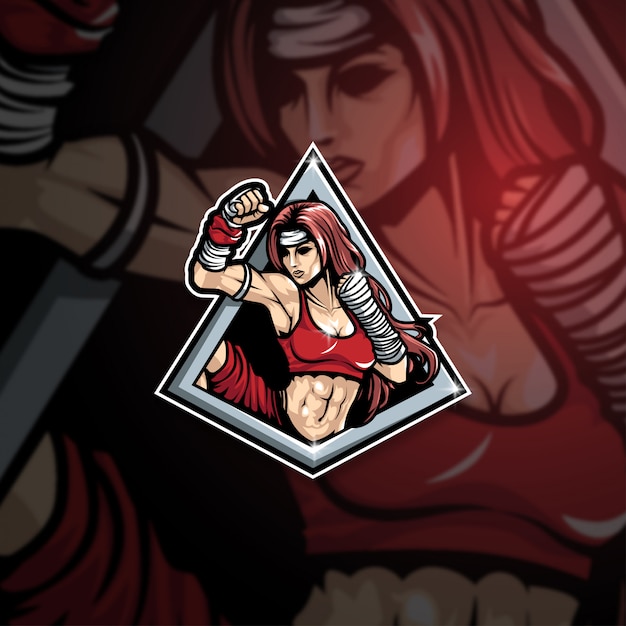 Esports mascot logo team master muay thai squad