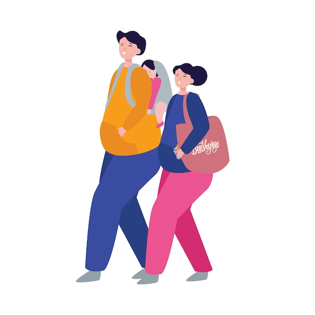 La esposa, el marido y el bebé, la familia feliz, pasan el tiempo, la relación positiva, la paternidad, el afecto.