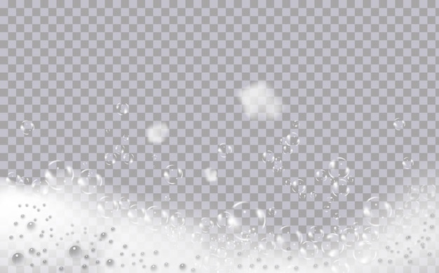 Espuma de baño aislada sobre un fondo transparente Textura de burbujas de champú