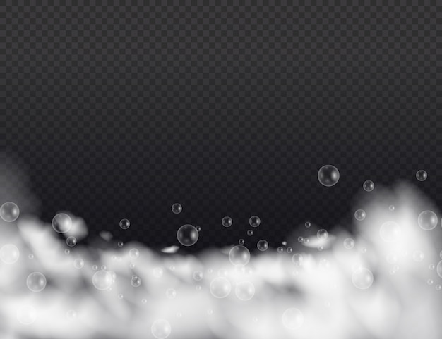 Vector espuma de baño con burbujas aisladas. espuma de espuma con burbujas