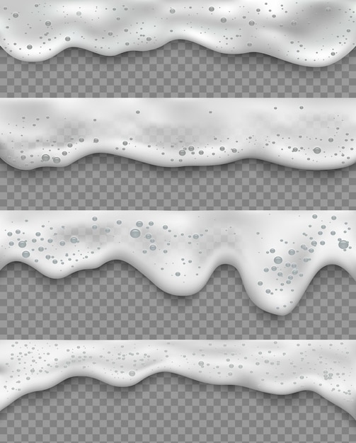 Espuma de mar. Vista superior del agua de la playa burbujas de jabón océano líquido salpica vector realista. Ilustración junto al mar y vista de salpicaduras, agua jabonosa, espuma de textura fresca de afeitado