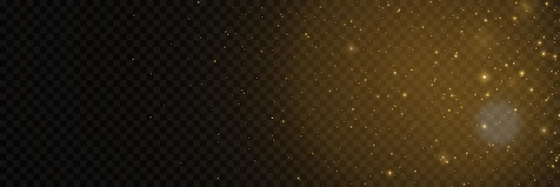 Espumosas partículas de polvo mágico dorado Confetti y estrellas brillantes