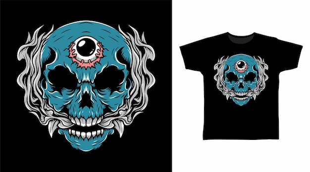 Esqueleto con conceptos de diseño de camiseta de ojo