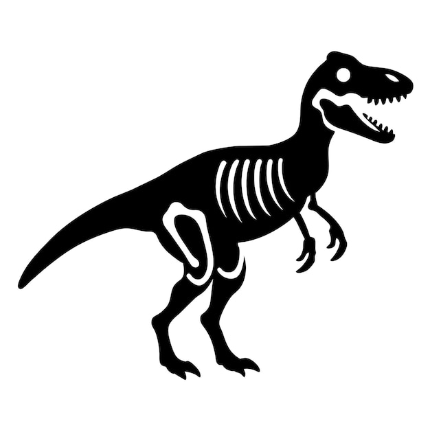 Esqueleto de dinosaurio T rex icono de color negro vector de color negro silueta de fondo blanco 13